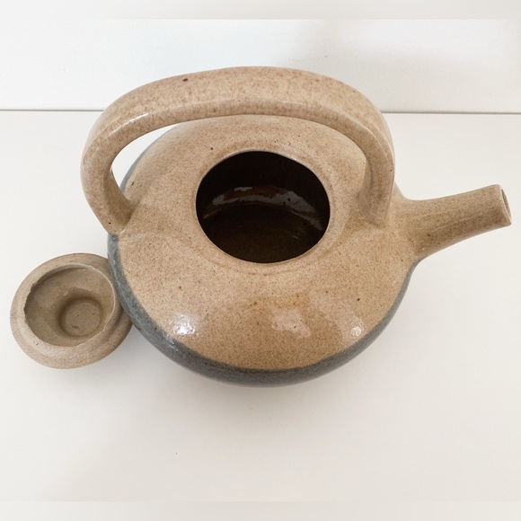 Handmade Pottery Teapot – Rustic Glazed Stoneware Ceramic, Beige and Grey - Picture 8 of 11
